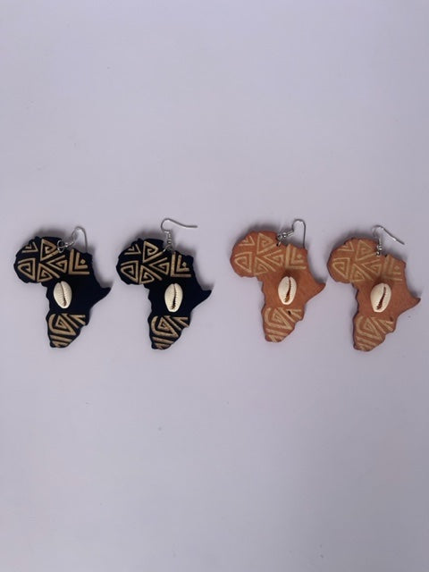 Shell Africa Wooden Earrings