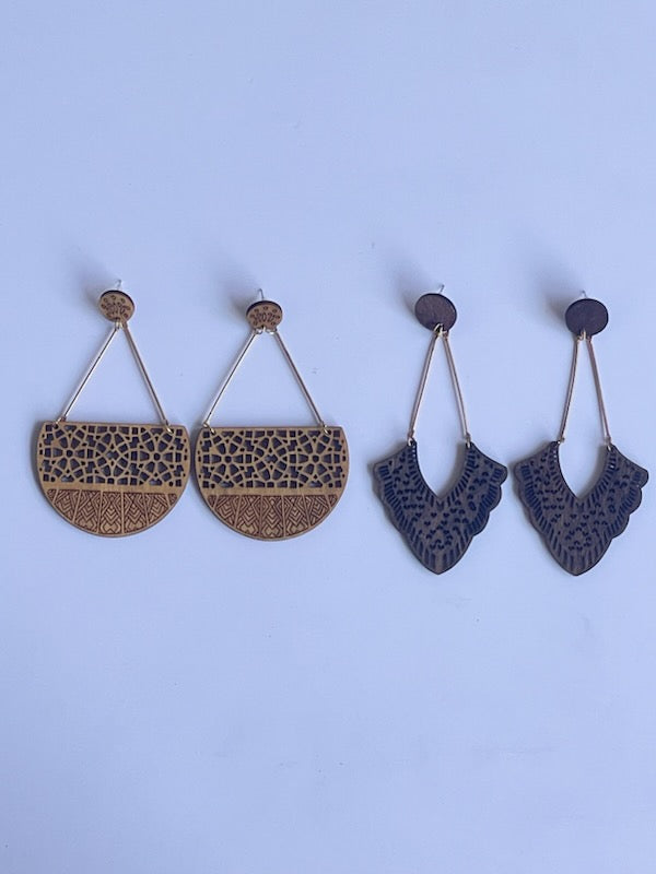 African Wooden Earrings