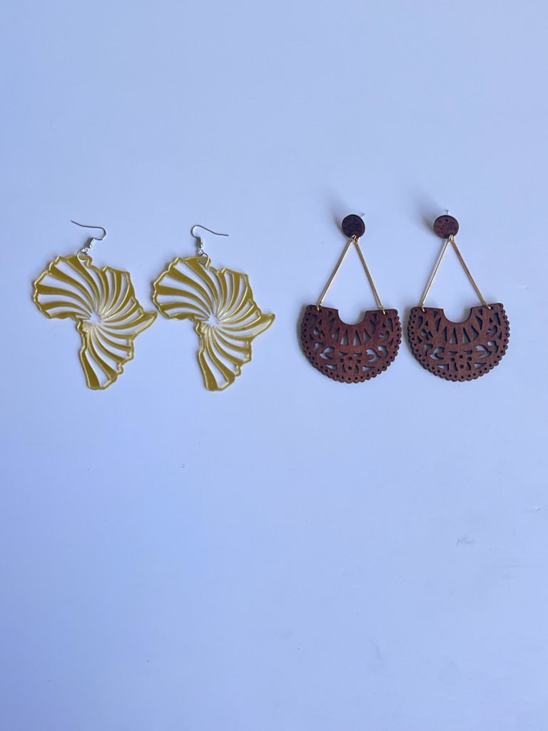 African Wooden Earrings